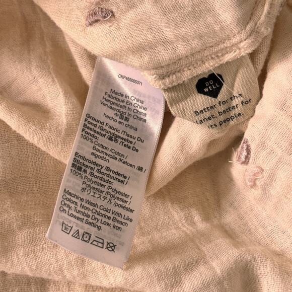 Madewell Cotton Gauze Embroidered Lightspun Lakeline Shirtdress Cream Medium - Picture 11 of 11